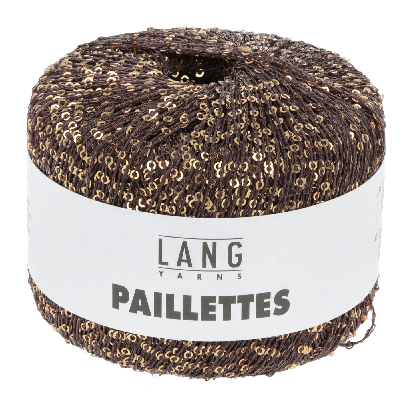 Paillettes fra Lang Yarns - glitrende følgetråd med pailletter i farven 0068 brun/guld