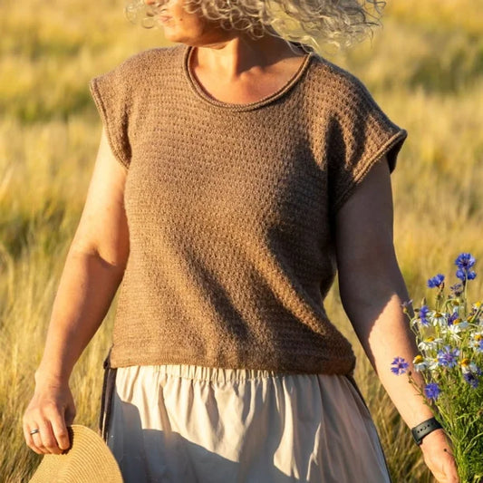 Strikkekit til Avelin Top af Hanne Rimmen med Alpaca2 og mulberry silke garn og strikkeopskrift