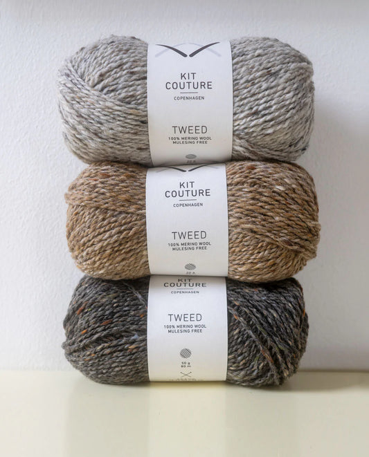 Tweed Garn fra Kit Couture er et sprødt og blødt merino uldgarn fra Kit Couture