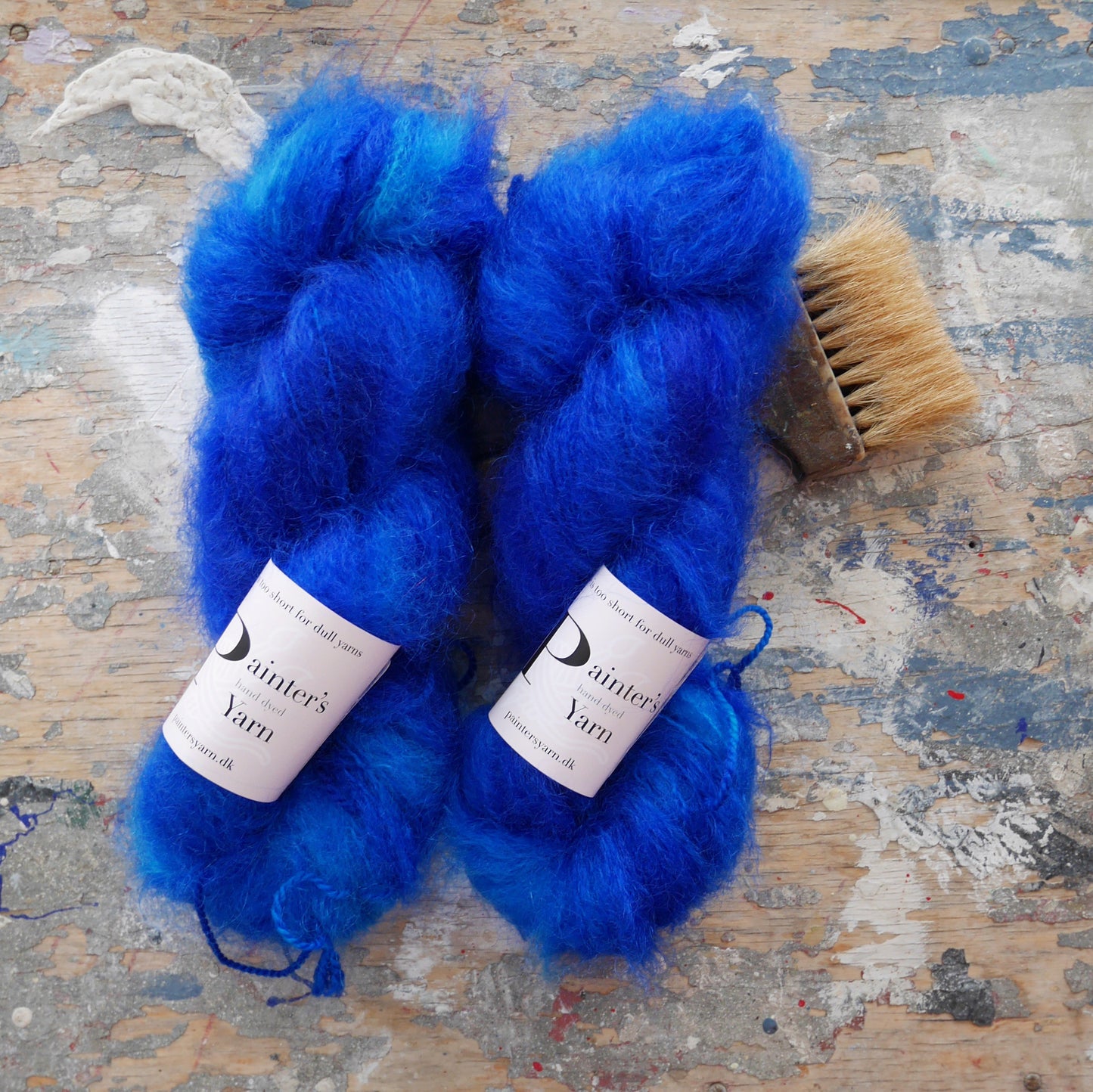Håndfarvet Chunky Mohair fra Painter's Yarn i farven Blue Lagoon