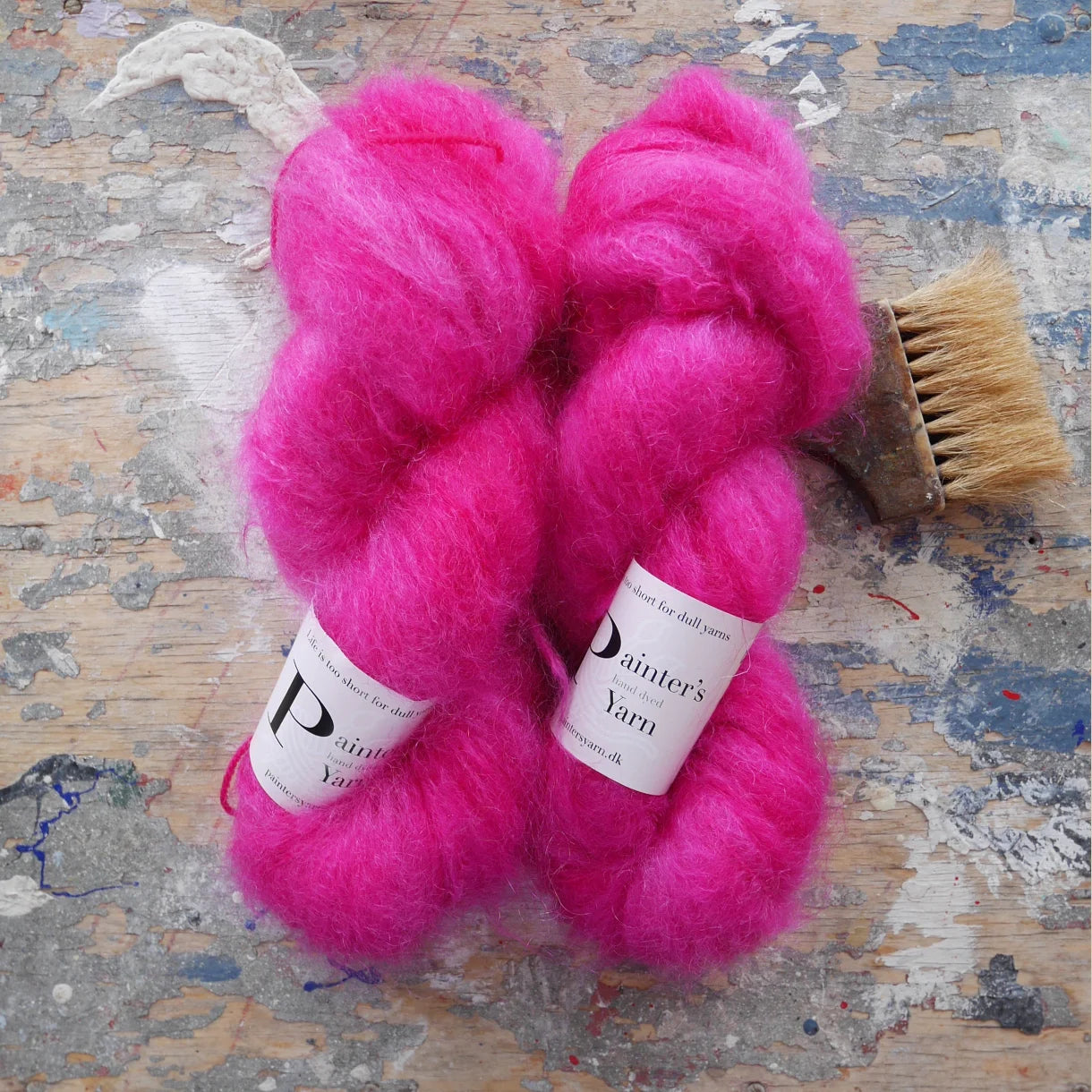 Chunky Mohair DK fra Painter's Yarn - håndfarvet i farven Pink