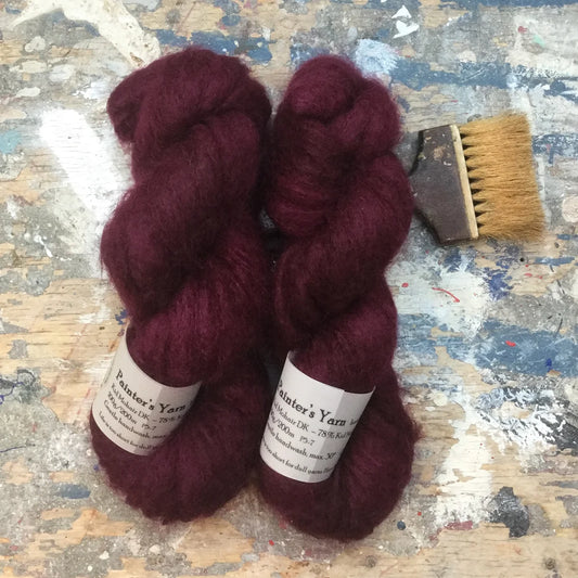 Håndfarvet Chunky Mohair fra Painter's Yarn i farven Bourgogne