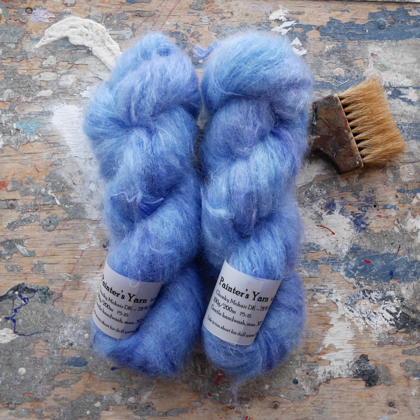 Håndfarvet Chunky Mohair fra Painter's Yarn i farven Cornflower