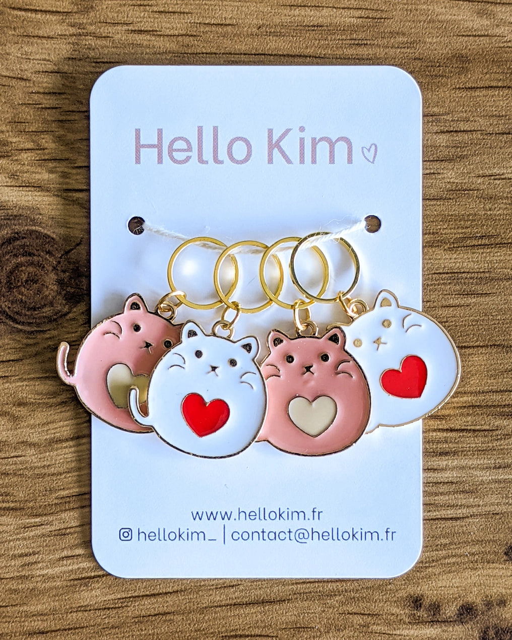 Maskemarkører med hjertekatte til dit strikketøj fra Hello Kim