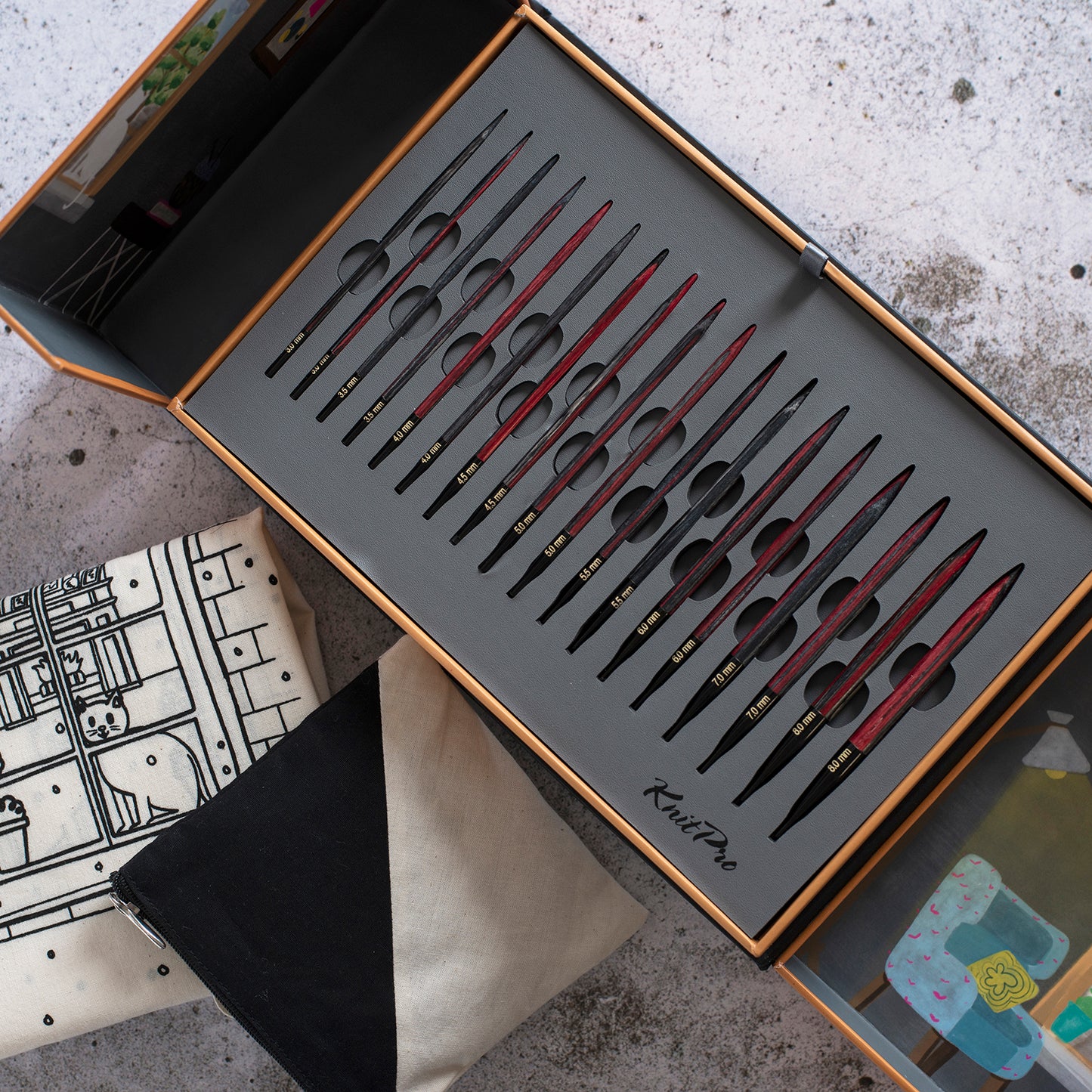 Gaveæske med udskifteligt strikkepinde sæt "Knit & Purr Millenium" fra Knit Pro