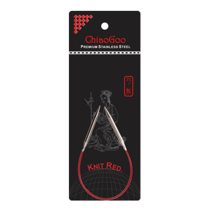 ChiaoGoo Red Circular ultrakorte rundpinde 23 cm - ideelle til strømpestrik