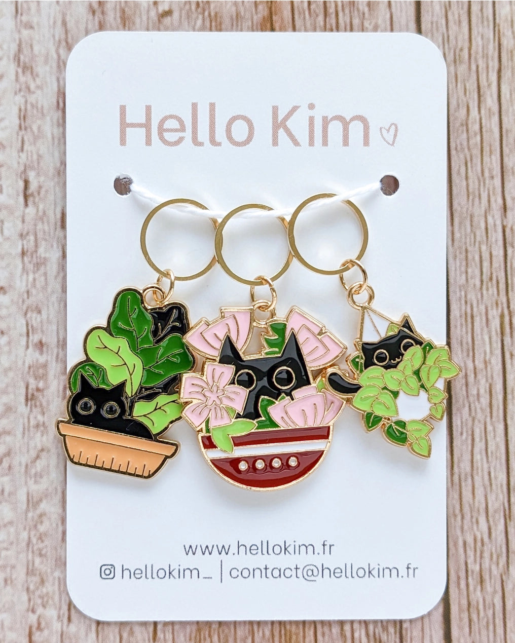 Maskemarkører med katteplanter til dit strikketøj fra Hello Kim