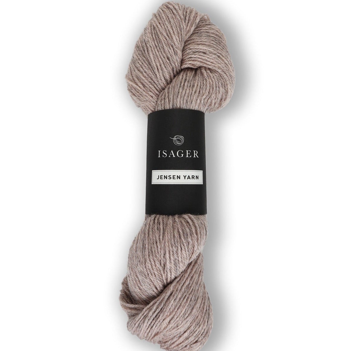 Jensen Yarn fra Isager er et lækkert uldgarn til en pind 4-5 mm, strikkefasthed ca. 20 m. Eller ca. 16 m strikket sammen med en silk mohair.