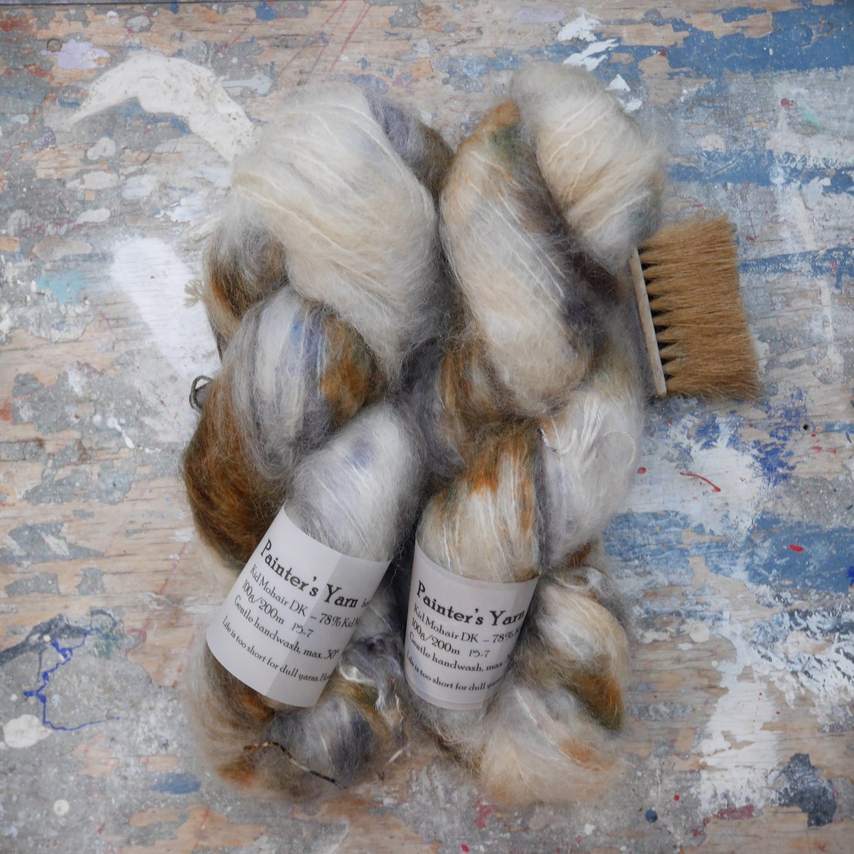 Chunky Mohair DK fra Painter's Yarn - håndfarvet i farven Bird Eggs