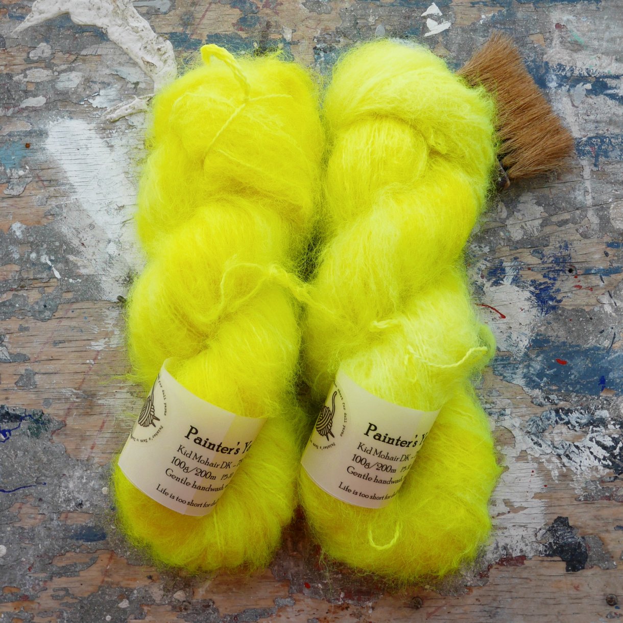 Chunky Mohair DK fra Painter's Yarn - håndfarvet i farven Citrus on Speed