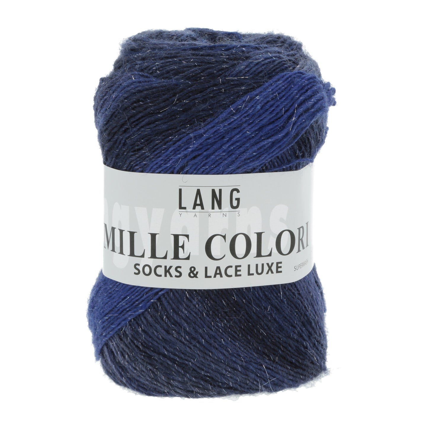 Mille Colori Socks and Lace Luxe - strømpegarn med flot farveskifte og diskret glimmertråd.