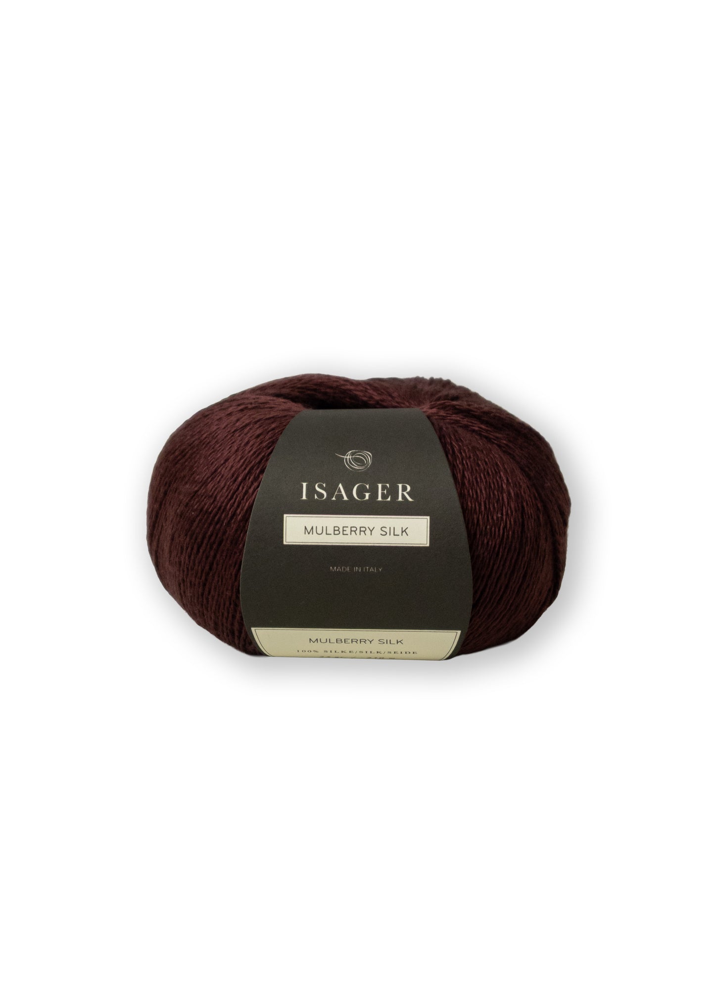 Isager Mulberry Silk er en følgetråd til dit strikketøj i 100% silke. Farve Bordeaux