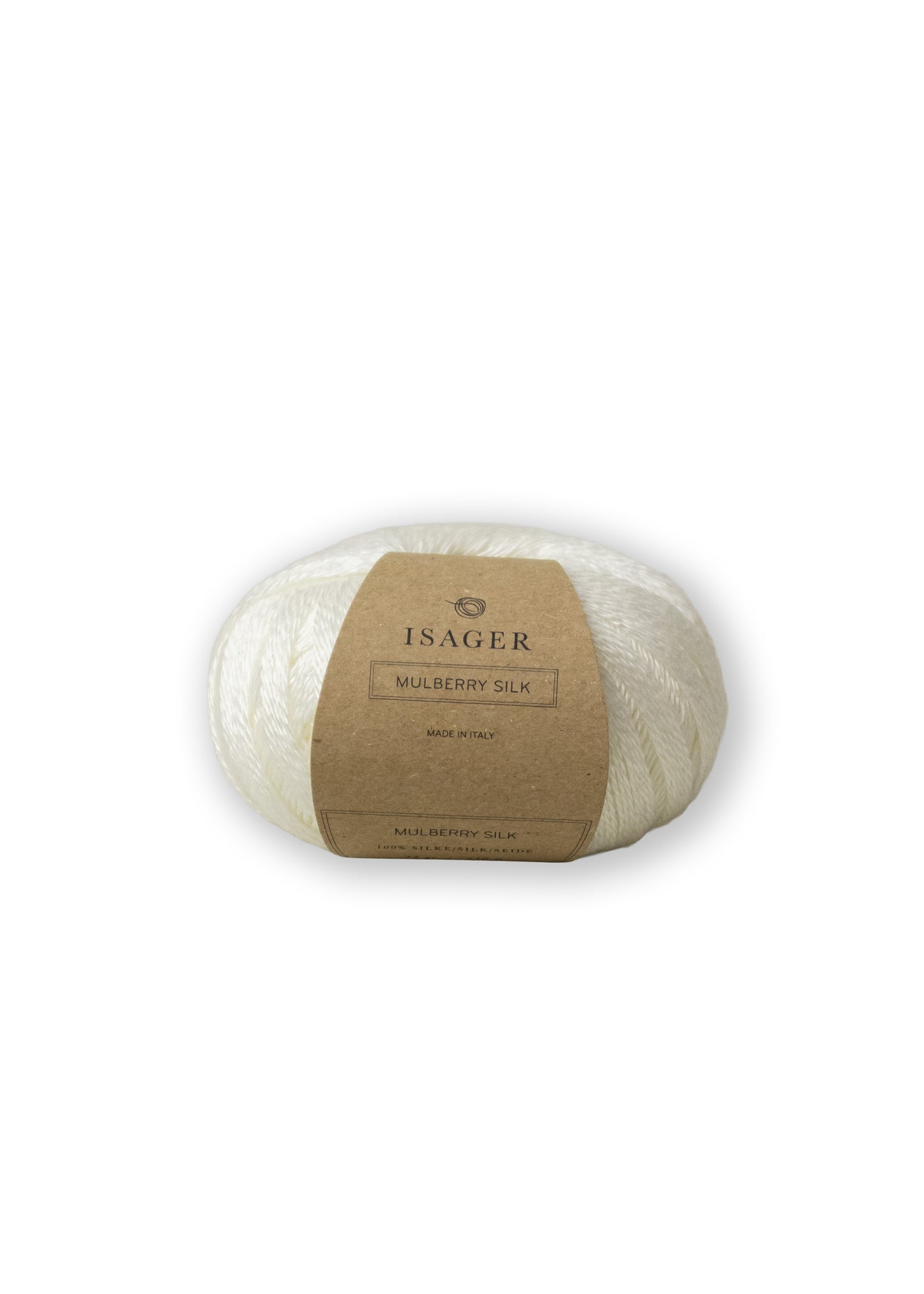 Isager Mulberry Silk er en følgetråd til dit strikketøj i 100% silke. Farve E0 hvid
