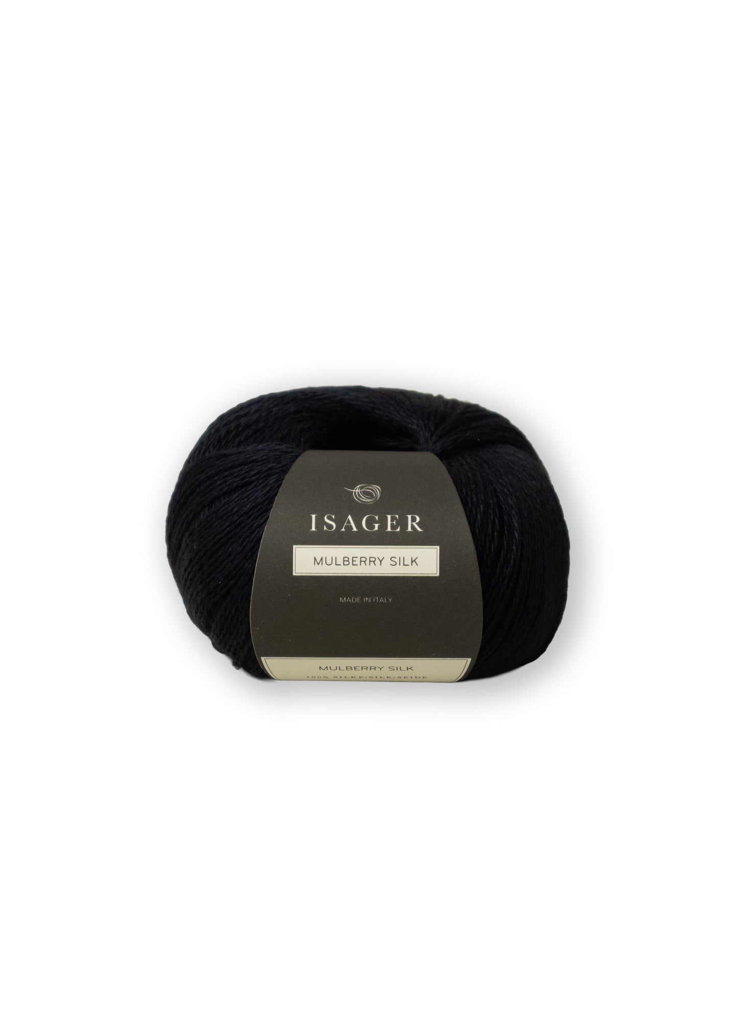 Isager Mulberry Silk er en følgetråd til dit strikketøj i 100% silke. Farve Ink sort