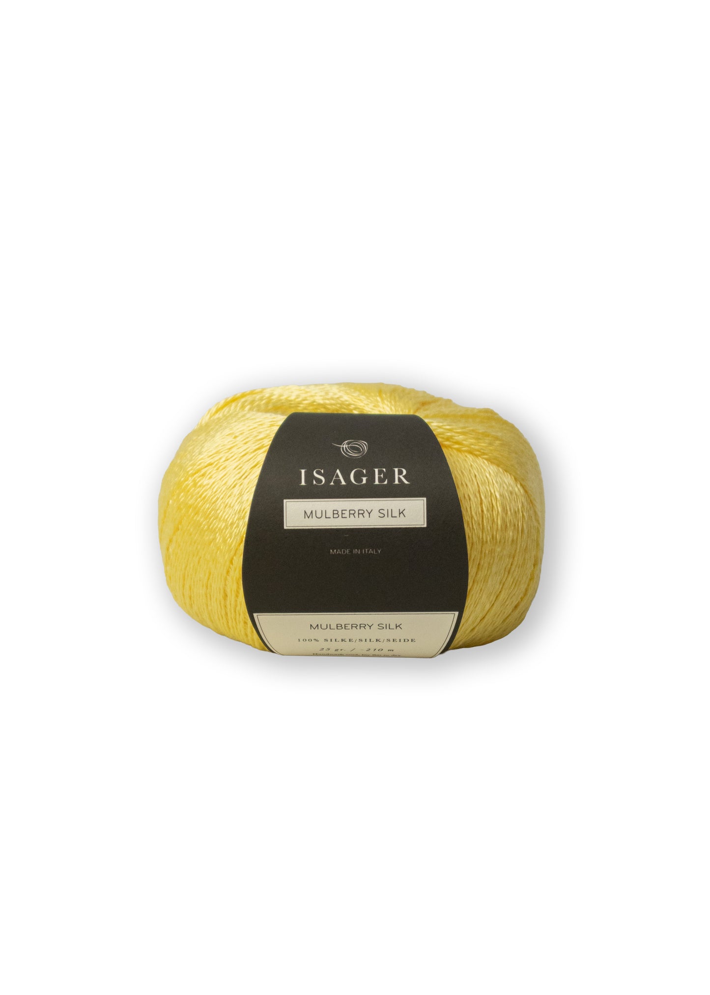 Isager Mulberry Silk er en følgetråd til dit strikketøj i 100% silke. Farve Lemon