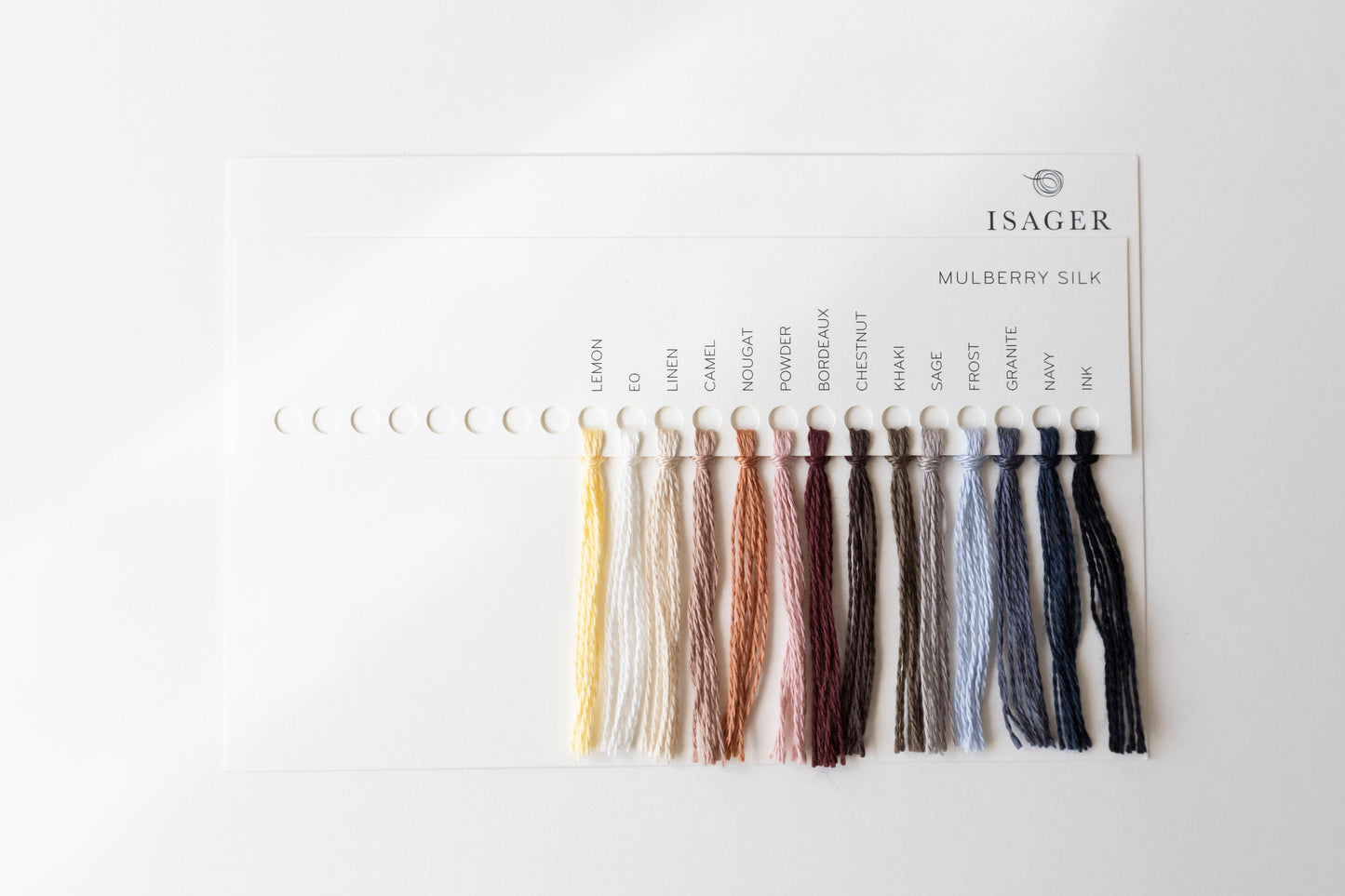 Mulberry Silk fra Isager - farvekort