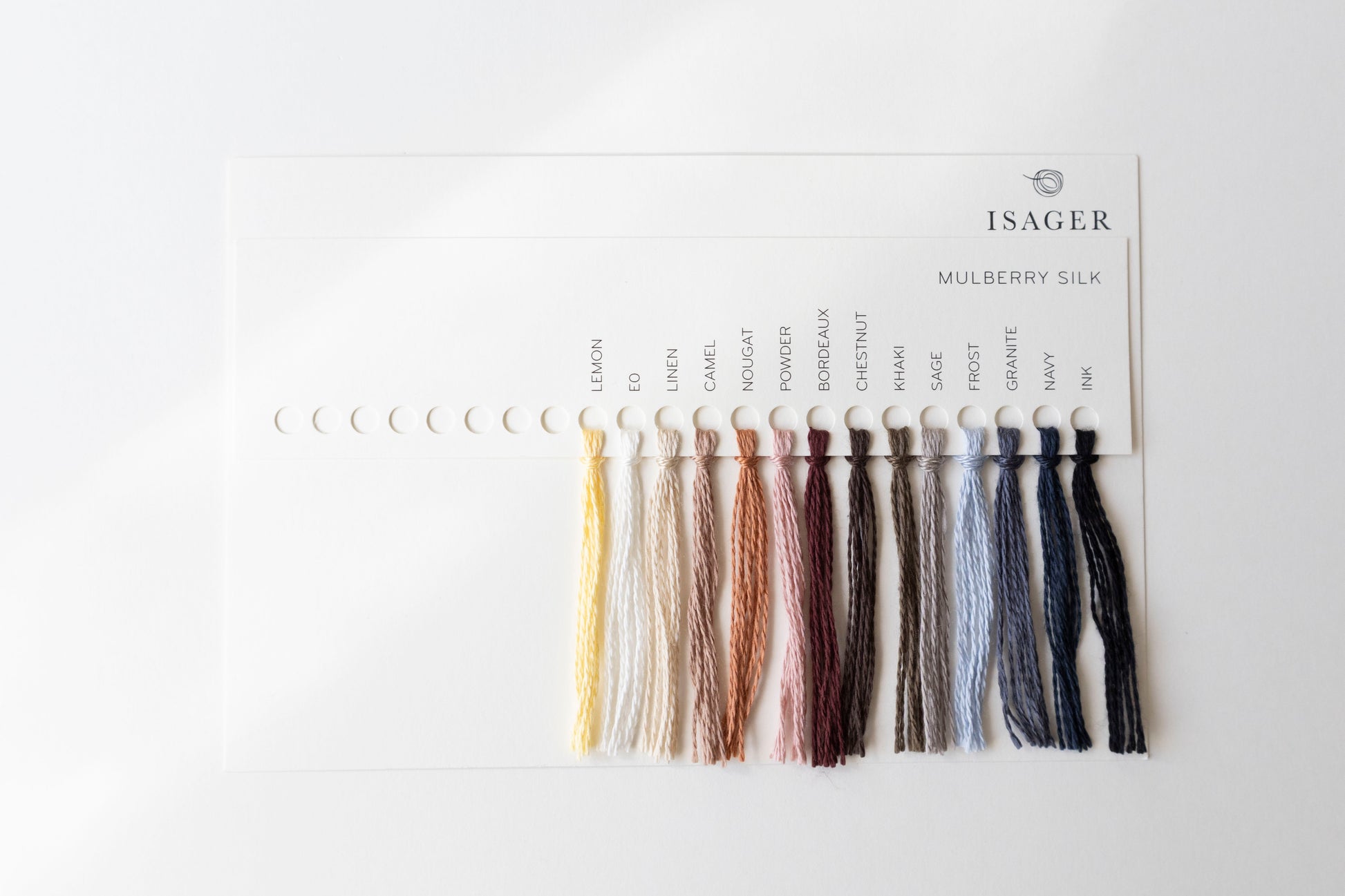 Mulberry Silk fra Isager - farvekort