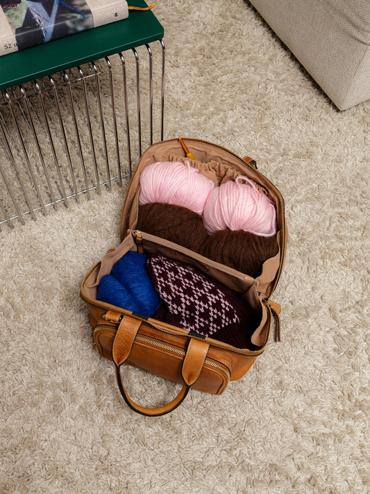 Project 39 strikketaske projekttaske i læder fra Redesigned