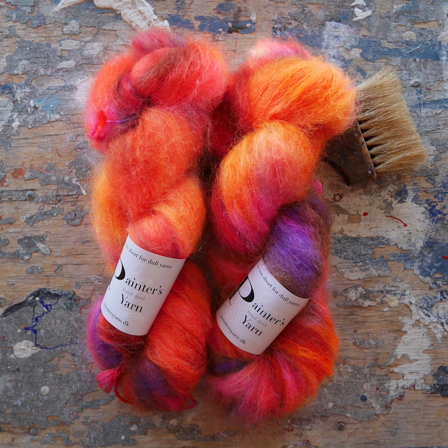 Håndfarvet Chunky Mohair fra Painter's Yarn i farven Apocalypse