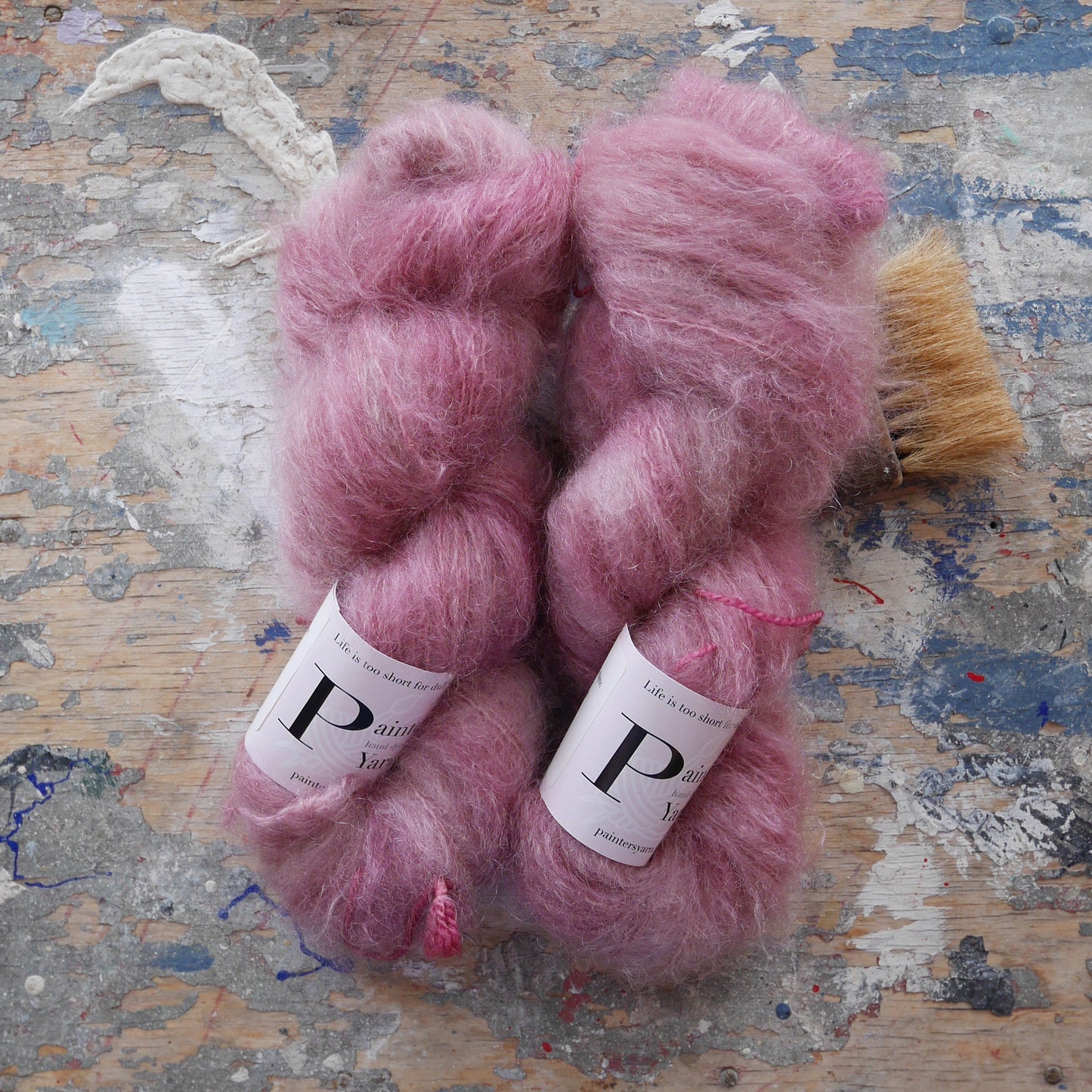 Håndfarvet Chunky Mohair fra Painter's Yarn i farven Dusty Rose