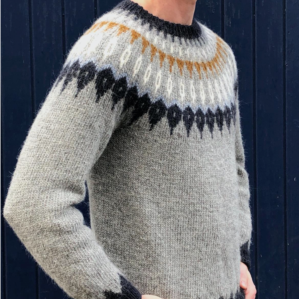 Strikkeopskrift til Herr Nielsen - islandsk sweater til mænd fra CaMaRose