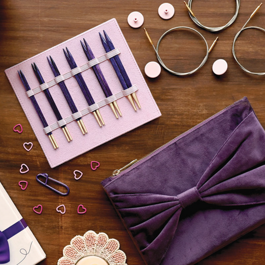 Knit Pro J'adore firkantet pindesæt i smukke lilla nuancer