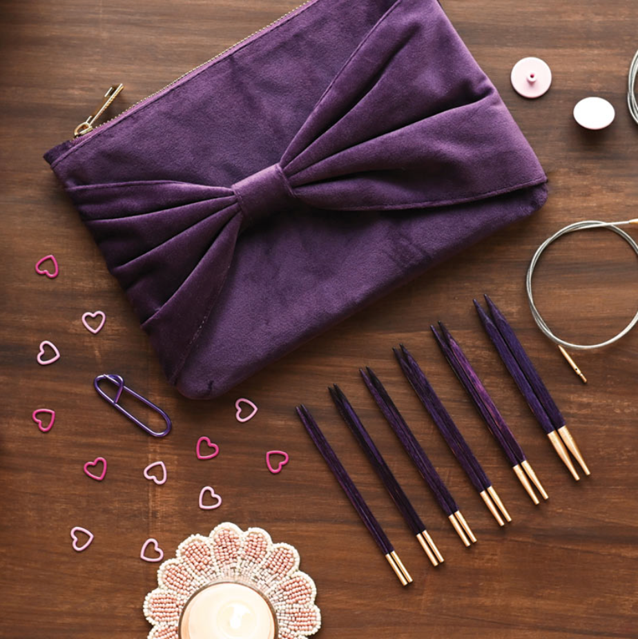 Knit Pro J'adore firkantet pindesæt i smukke lilla nuancer